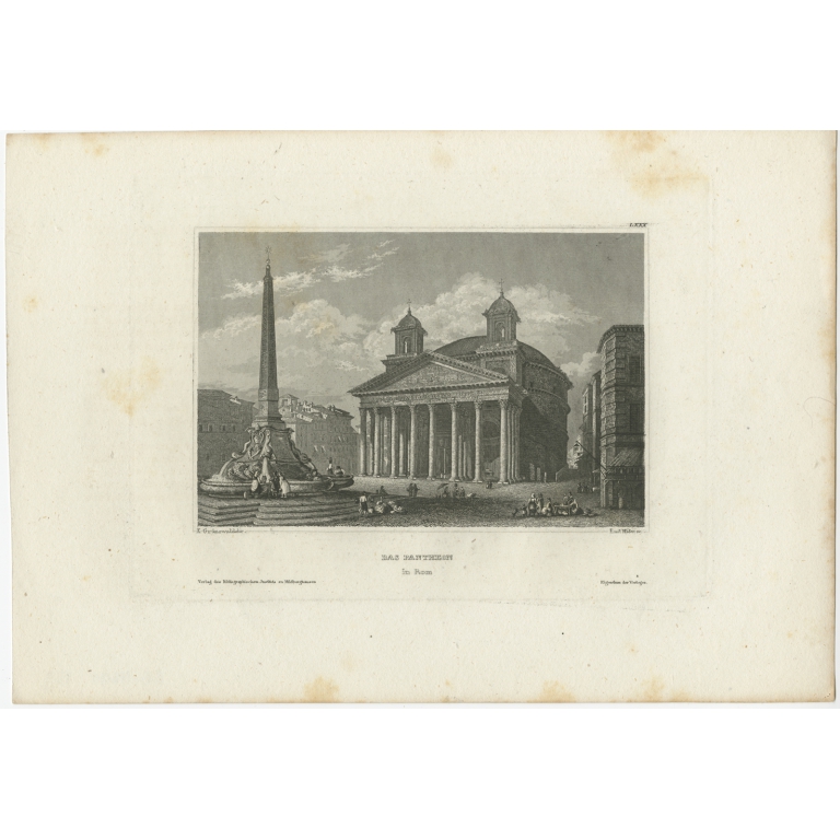 Antique Print of the Pantheon by Meyer (1837)