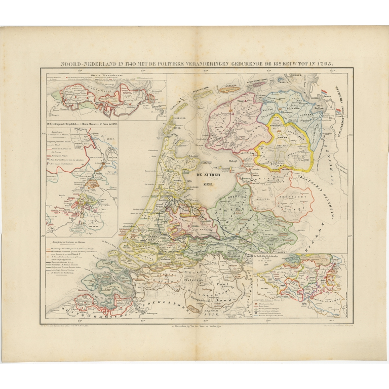Antique Map of the Netherlands in 1740 by Mees (1857)