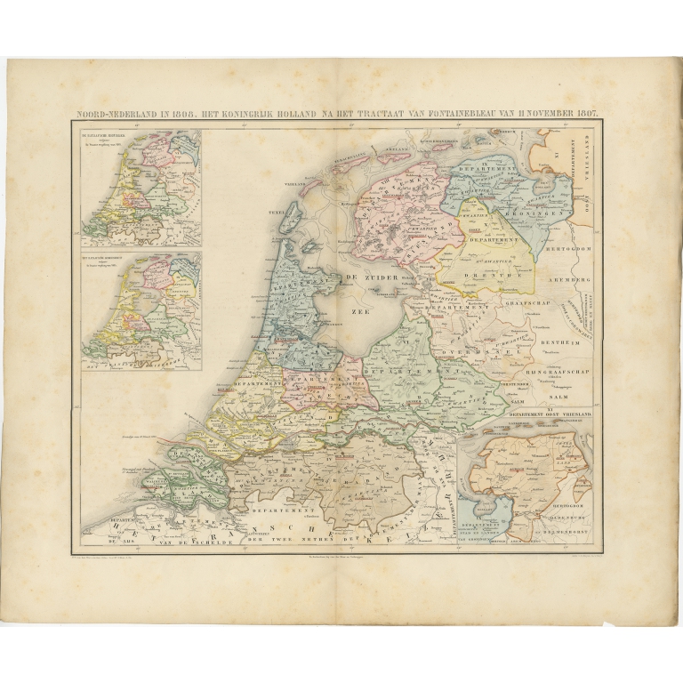 Antique Map of the Netherlands in 1808 by Mees (1857)