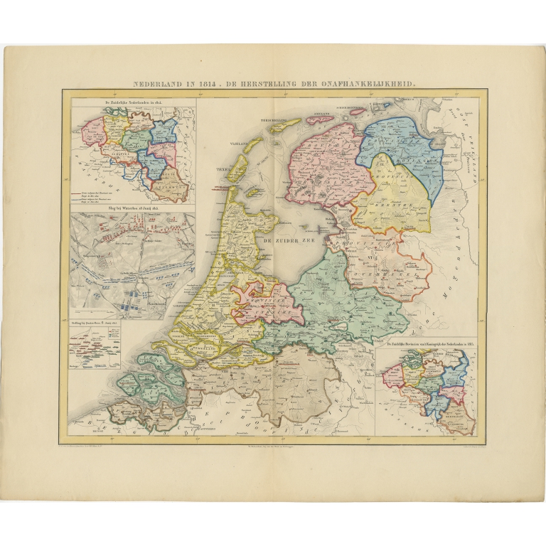 Antique Map of the Netherlands in 1814 by Mees (1858)