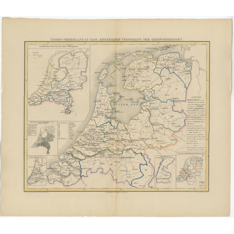 Antique Map of the Netherlands in 1860 by Mees (1862)