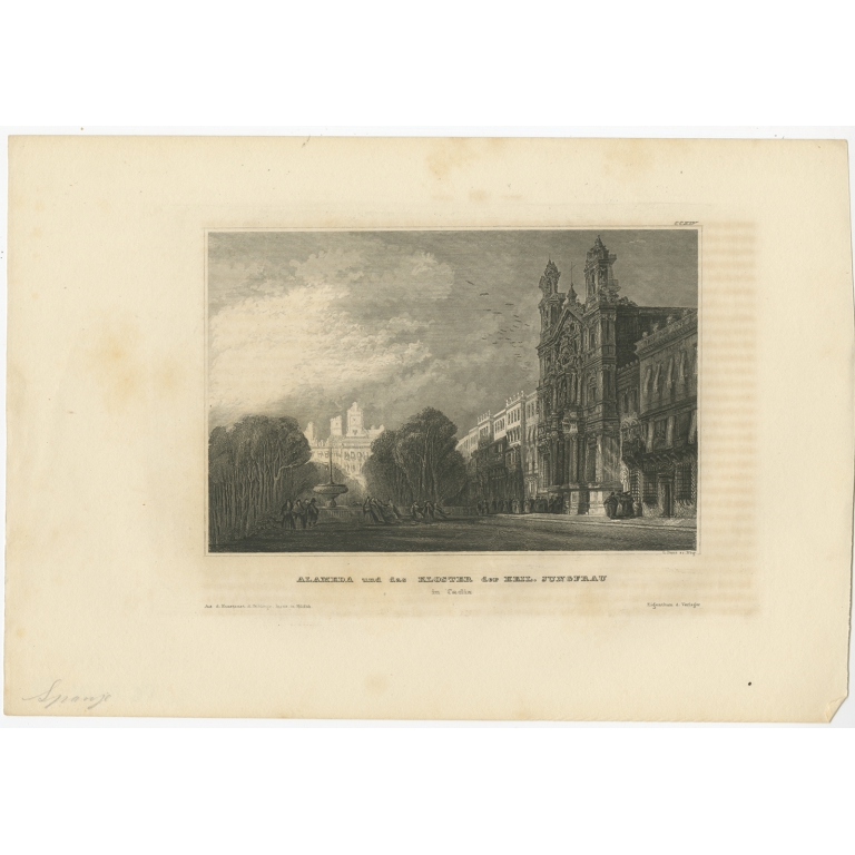 Antique Print of Monastery in Cádiz by Meyer (1838)