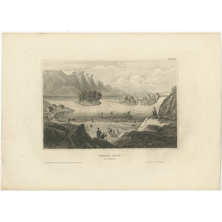Antique Print of Trollhättan Falls by Meyer (1839)
