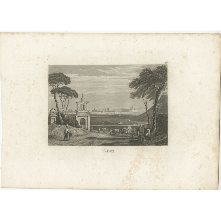 Antique Print of the City of Rome (c.1850)
