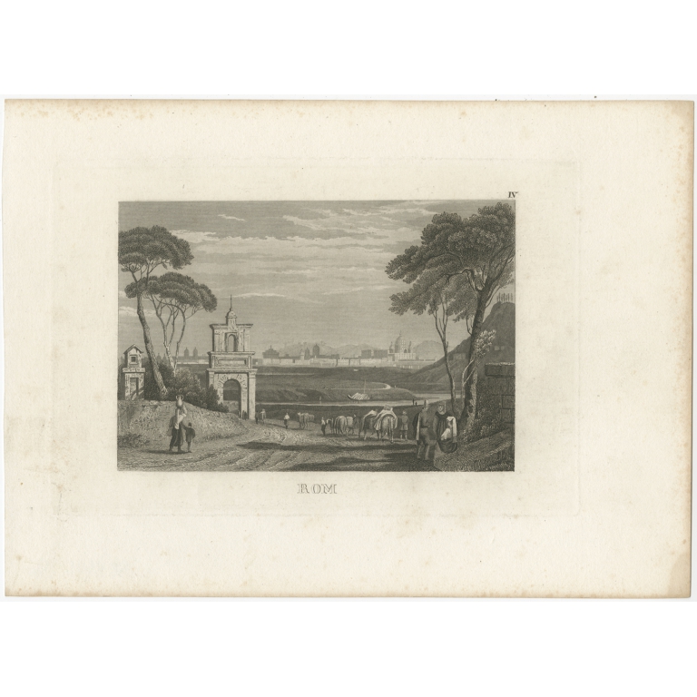 Antique Print of the City of Rome (c.1850)