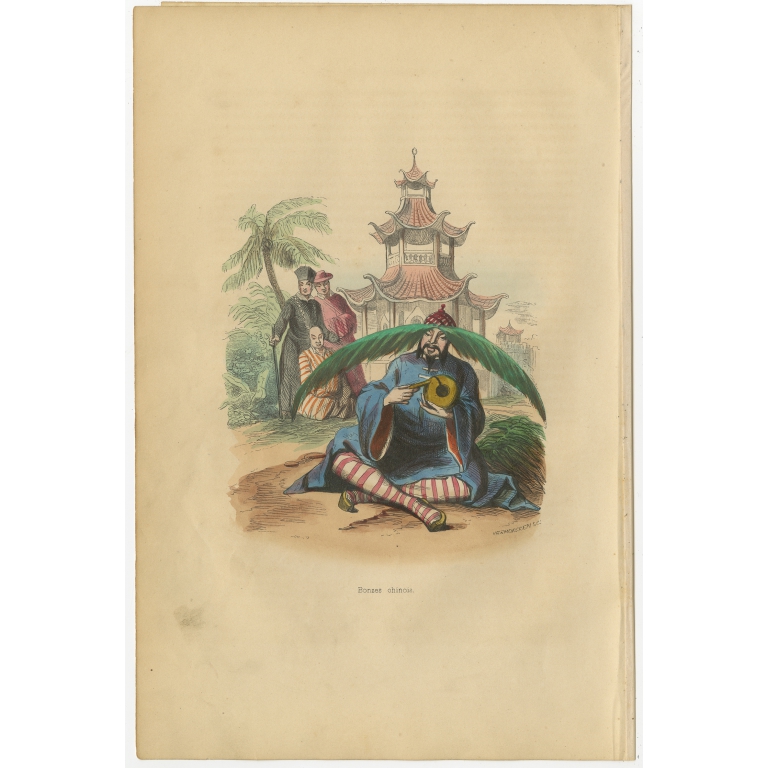 Antique Print of a Chinese Man by Wahlen (1843)