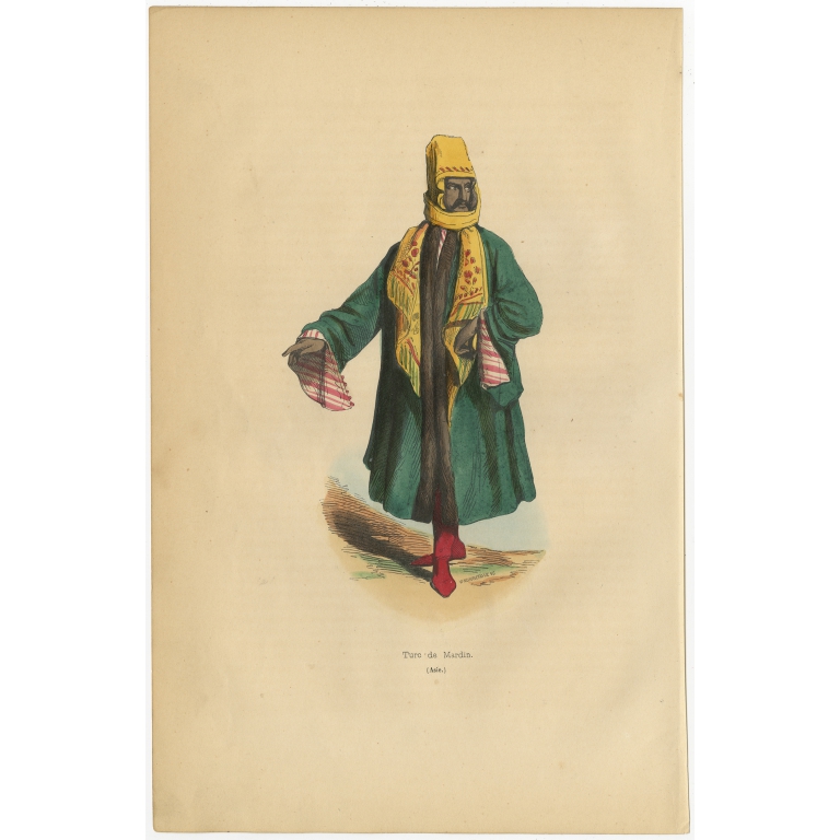 Antique Print of a Turk from Mardin by Wahlen (1843)