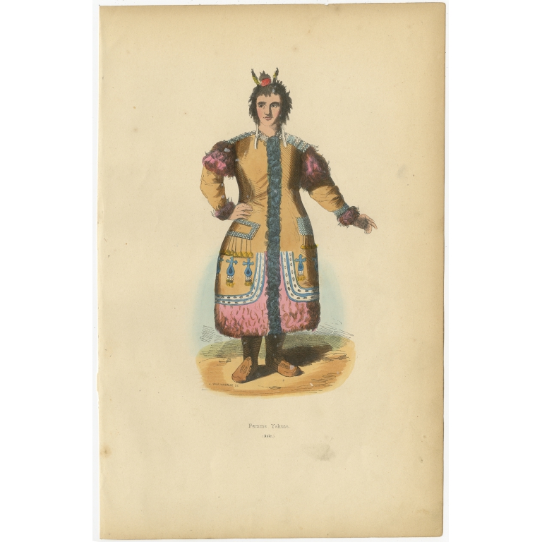Antique Print of a Yakut Woman by Wahlen (1843)