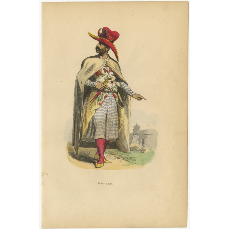 Antique Print of an Arab Nobleman by Wahlen (1843)