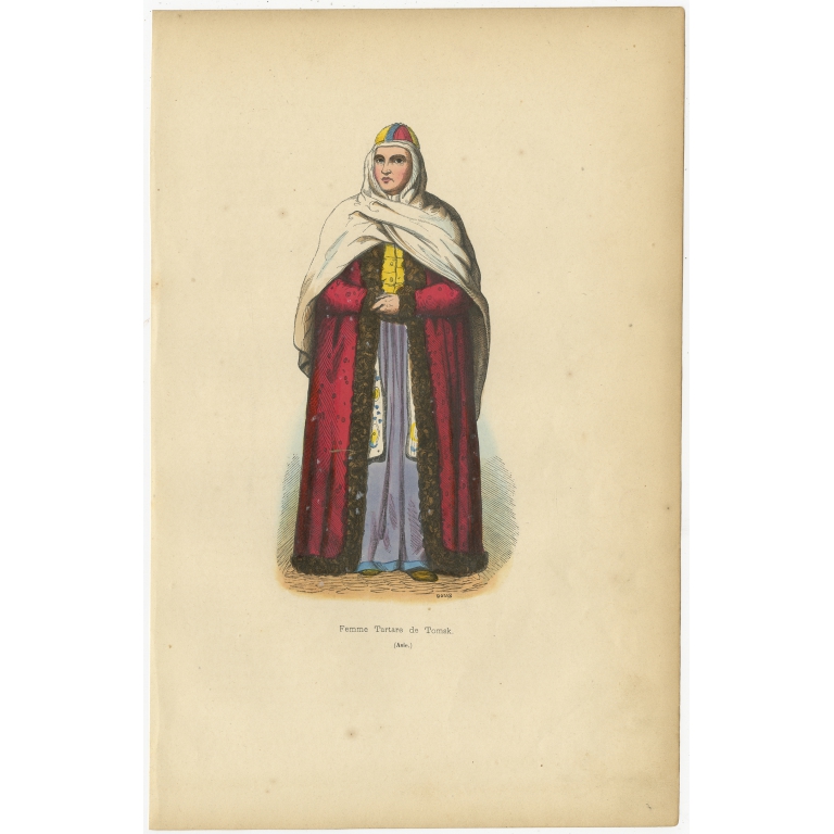 Antique Print of a Tatar Woman from Tomsk by Wahlen (1843)