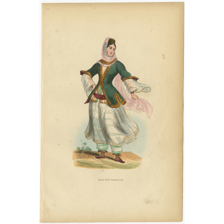 Antique Print of an Armenian Girl by Wahlen (1843)