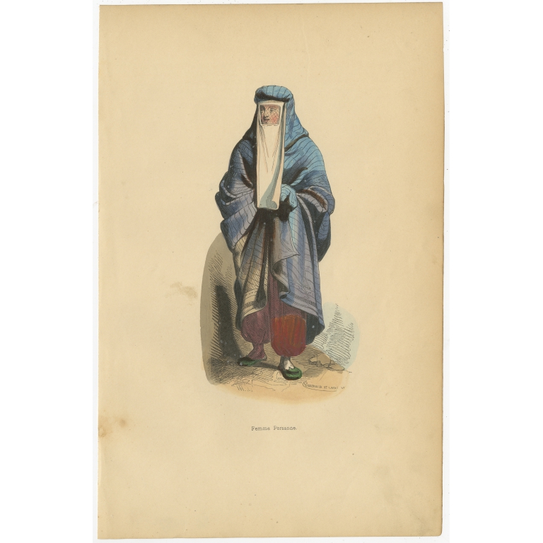 Antique Print of a Persian Woman by Wahlen (1843)