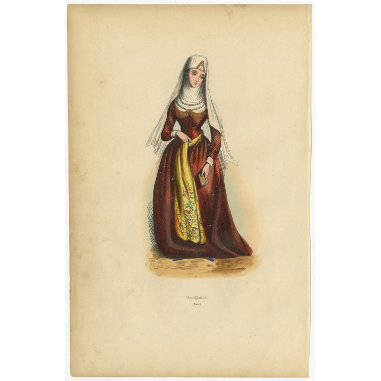 Antique Print of a Georgian Woman by Wahlen (1843)