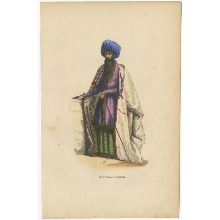 Antique Print of a Persian Priest by Wahlen (1843)