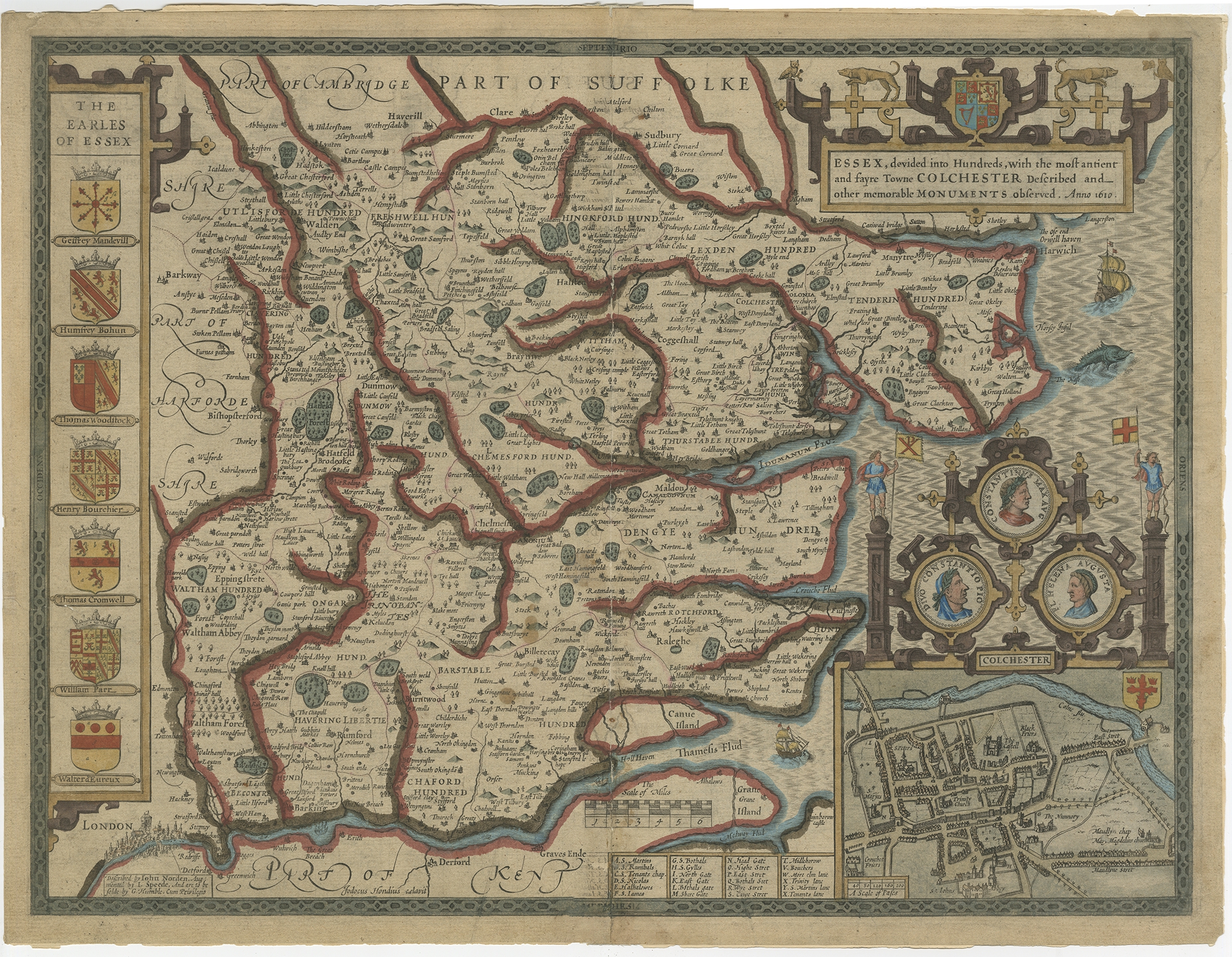 Antique Map Of Essex By Speed 1627 Ebay 