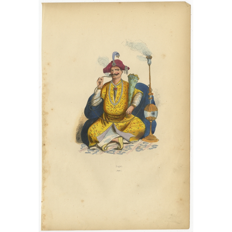 Antique Print of a Rajah by Wahlen (1843)