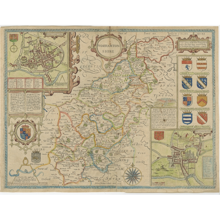 Antique Map of Northamptonshire by Speed (1676)