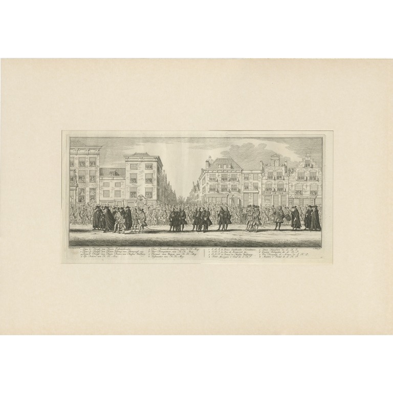 Pl.10 Antique Print of the Funeral Procession of Anna van Hannover by Fokke (1761)