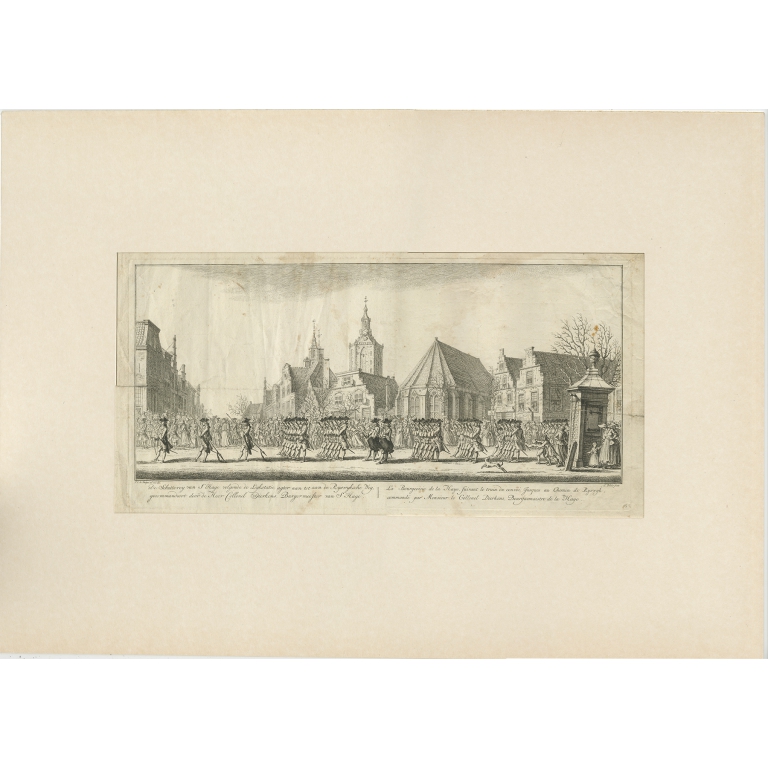 Pl.16 Antique Print of the Funeral Procession of Anna van Hannover by Fokke (1761)