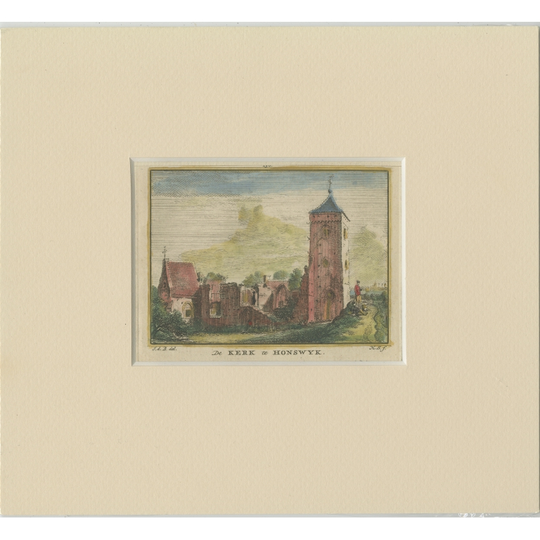 Antique Print of the Church of Honswijk by Spilman (c.1750)