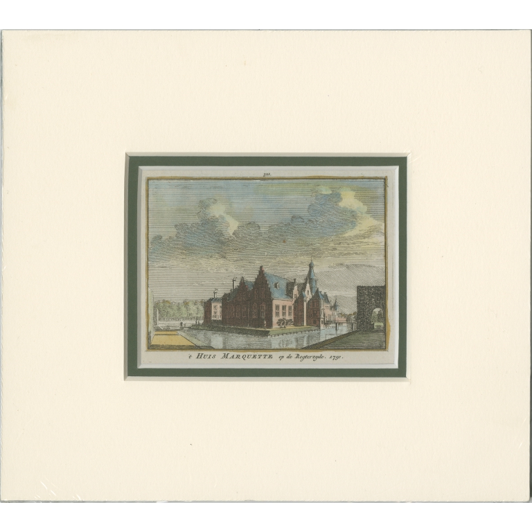 Antique Print of 'Huis Marquette' by Spilman (c.1750)
