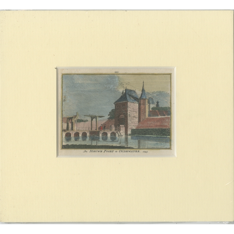 Antique Print of the city of Oudewater by Spilman (c.1750)