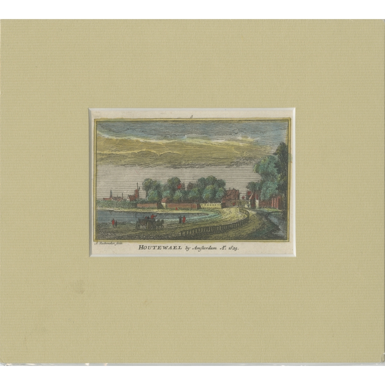 Antique Print of the village of Oetewaal by Rademaker (c.1730)