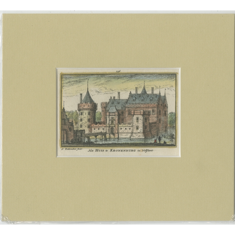 Antique Print of Kronenburg Castle by Rademaker (c.1730)