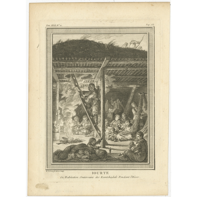 Antique Print of a Yurt and Natives of Kamchatka by Prévost (1770)