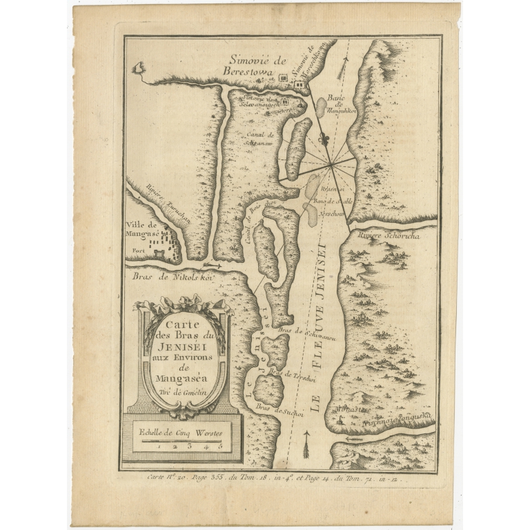 Antique Map of the Yenisei River by Prévost (1768)