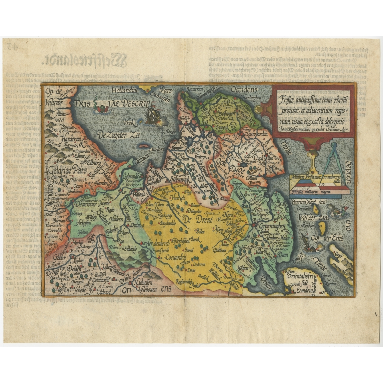 Antique Map of Friesland by Bussemacher (1600)
