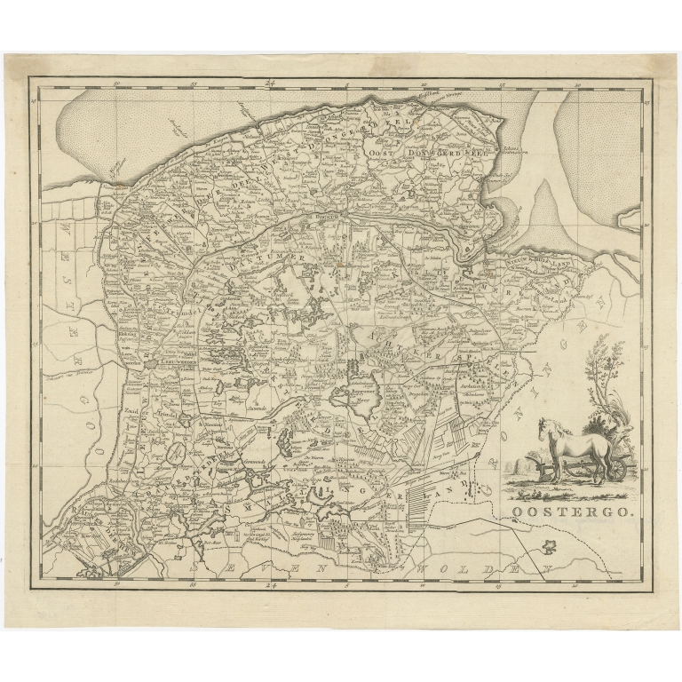 Antique Map of Oostergo by Tirion (1744)