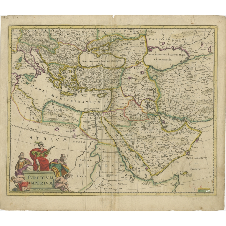Antique Map of the Turkish Empire by De Wit (c.1700)