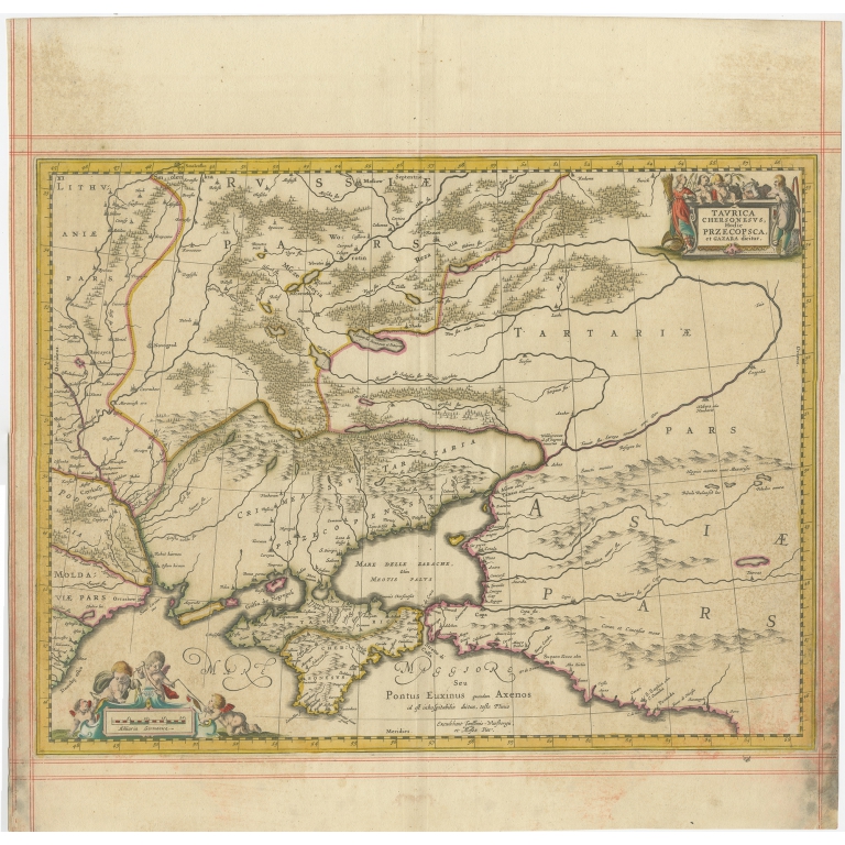 Antique Map of Ukraine and surroundings by Van Waesberge (c.1680)