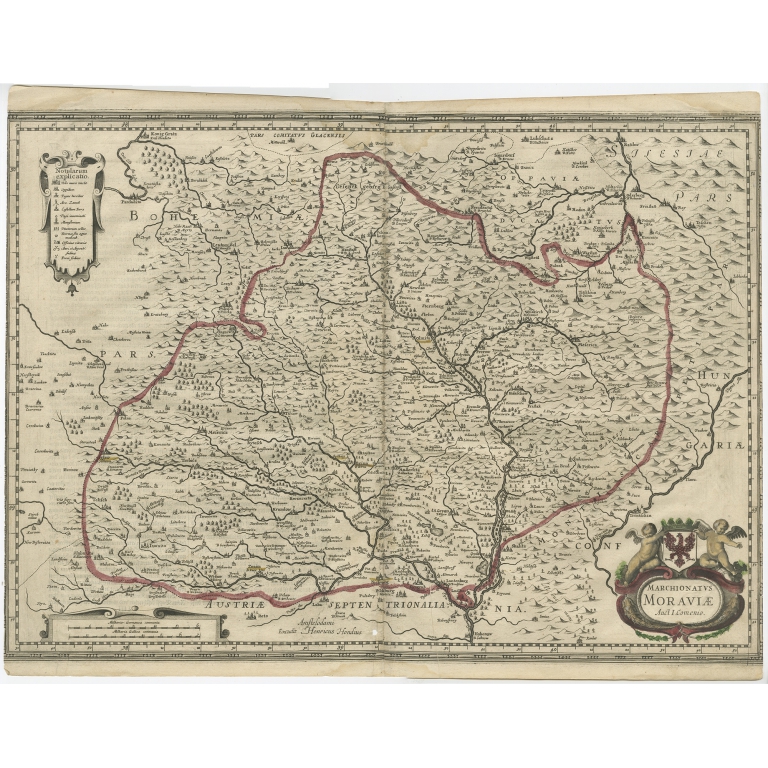 Antique Map of Moravia by Hondius (c.1636)