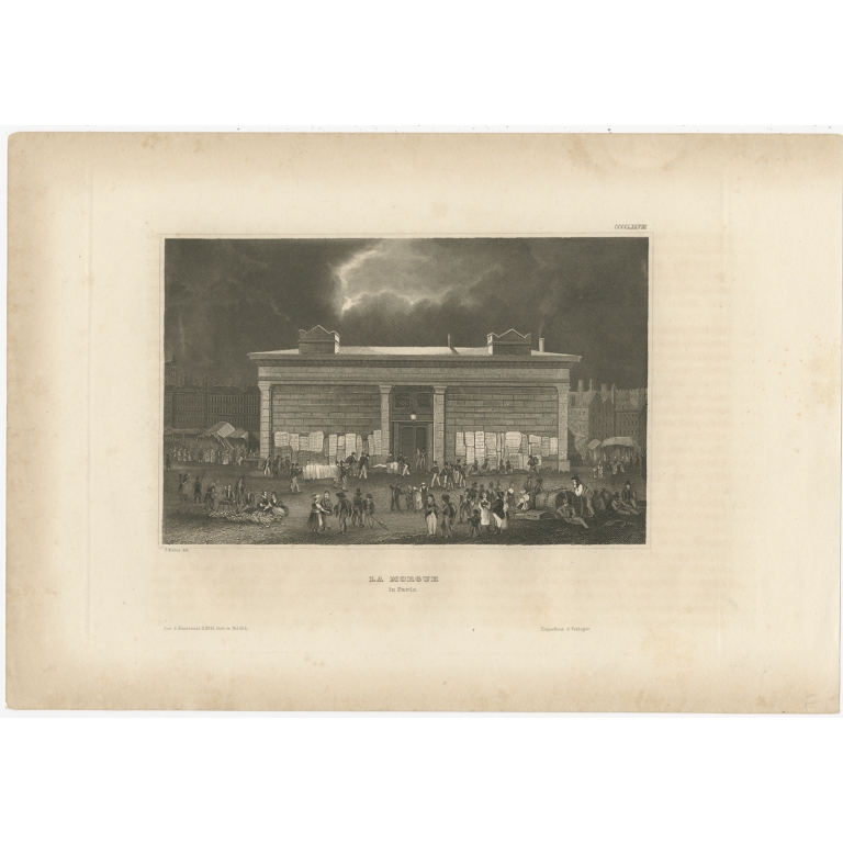 Antique Print of the Mortuary in Paris by Meyer (1844)