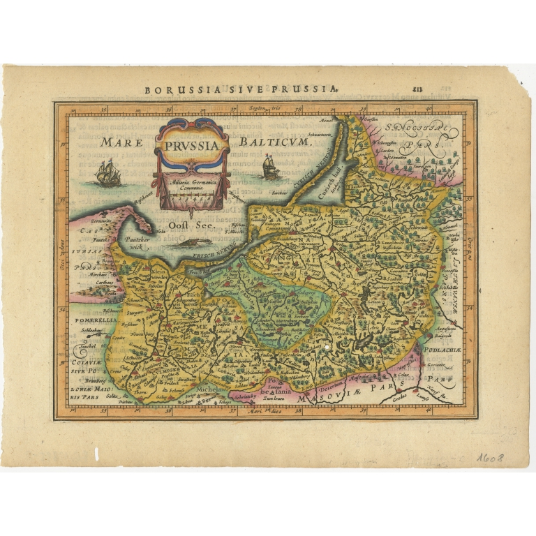 Antique Map of Prussia by Janssonius (1628)