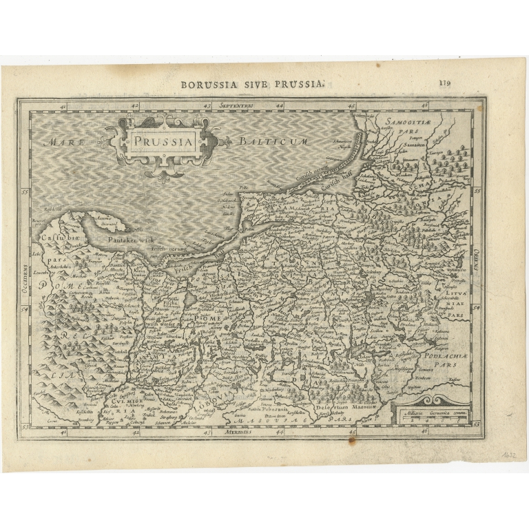 Antique Map of Prussia by Mercator (1632)
