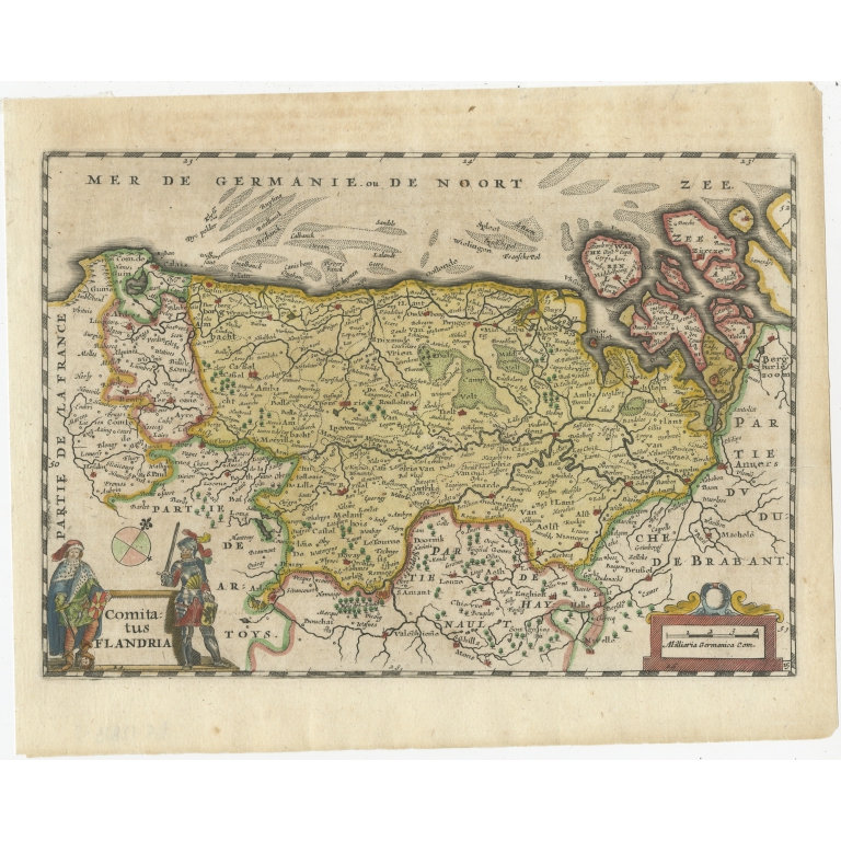 Antique Map of Flanders by Colom (1630)