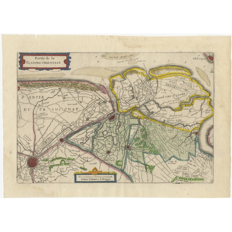 Antique Map of Flanders by Colom (1630)