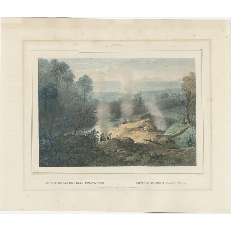 Antique Print of the Crater of Pulu-Sari by Lauters (c.1845)