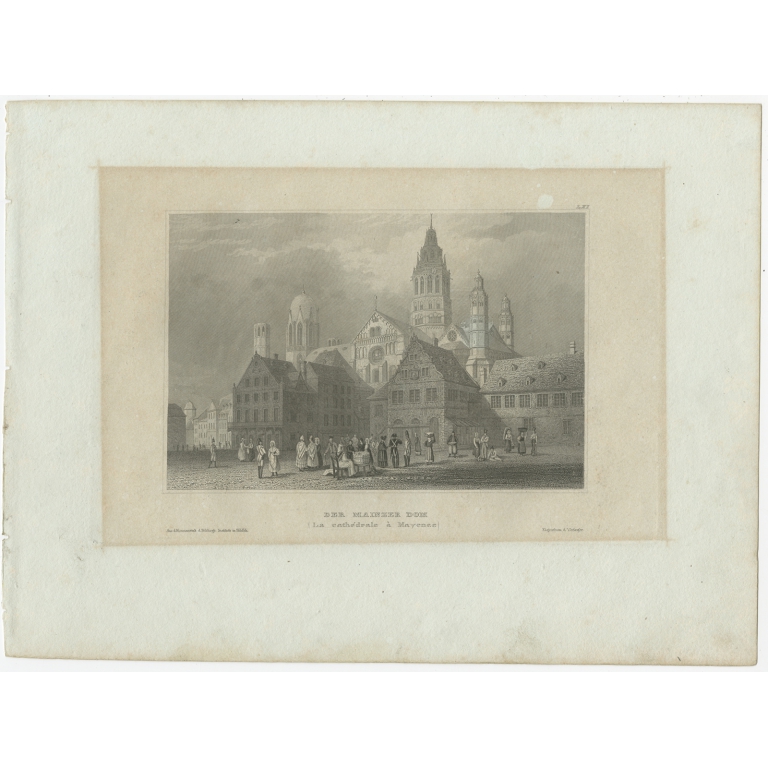 Antique Print of the Mainz Cathedral by Meyer (1837)