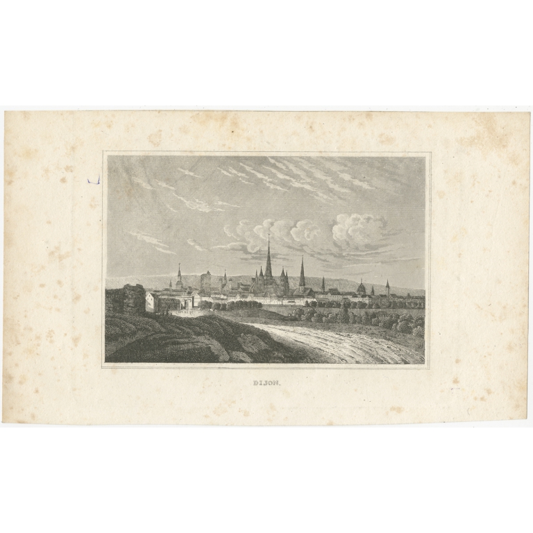 Antique Print of the City of Dijon (c.1860)