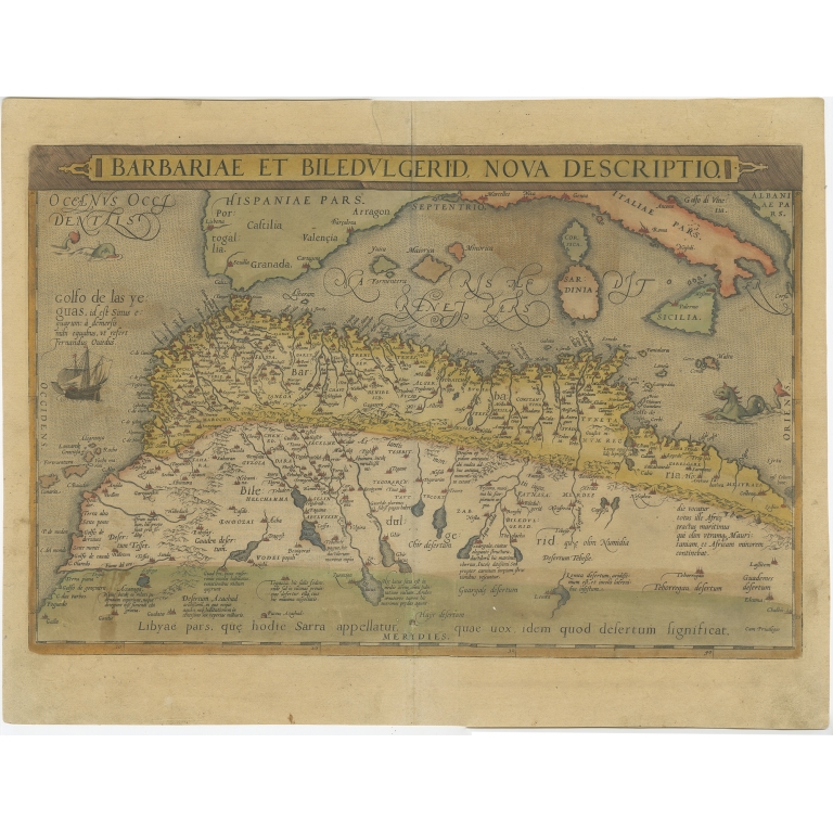Antique Map of North Africa by Ortelius (c.1580)