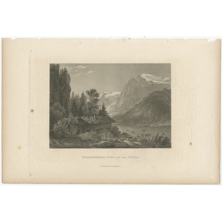 Antique Print of the Engelberg Valley in Switzerland (c.1860)