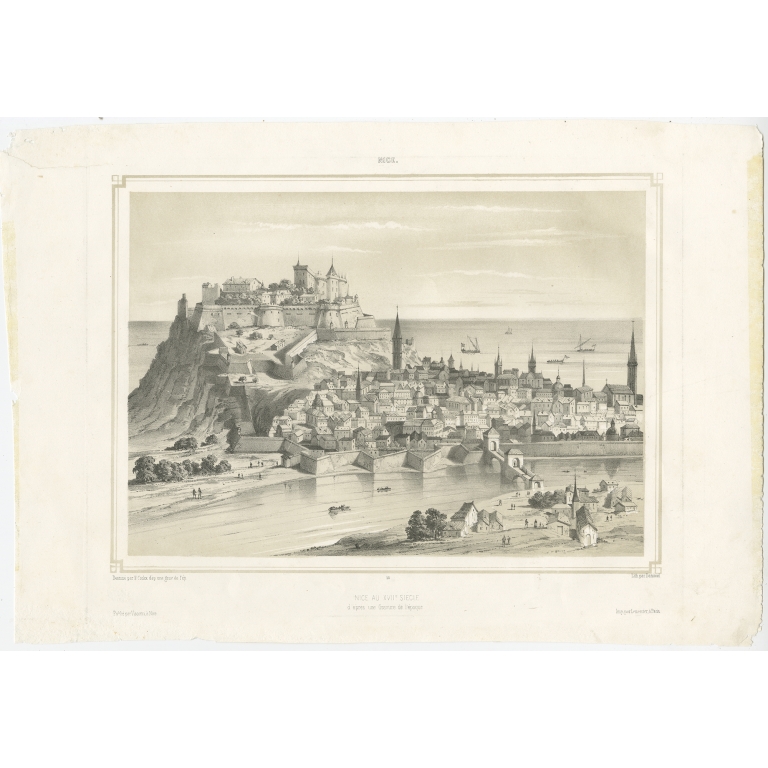 Antique Print of the city of Nice by Daniaud (1855)