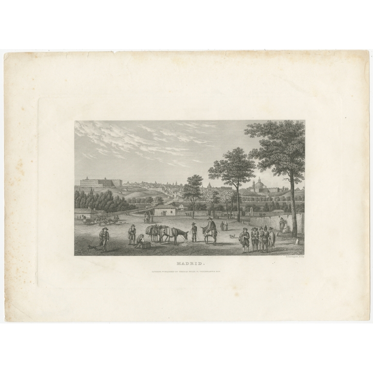 Antique Print of the city of Madrid by Kelly (c.1840)