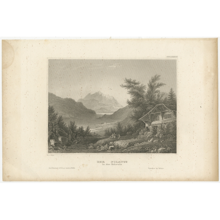 Antique Print of Mount Pilatus by Meyer (c.1860)