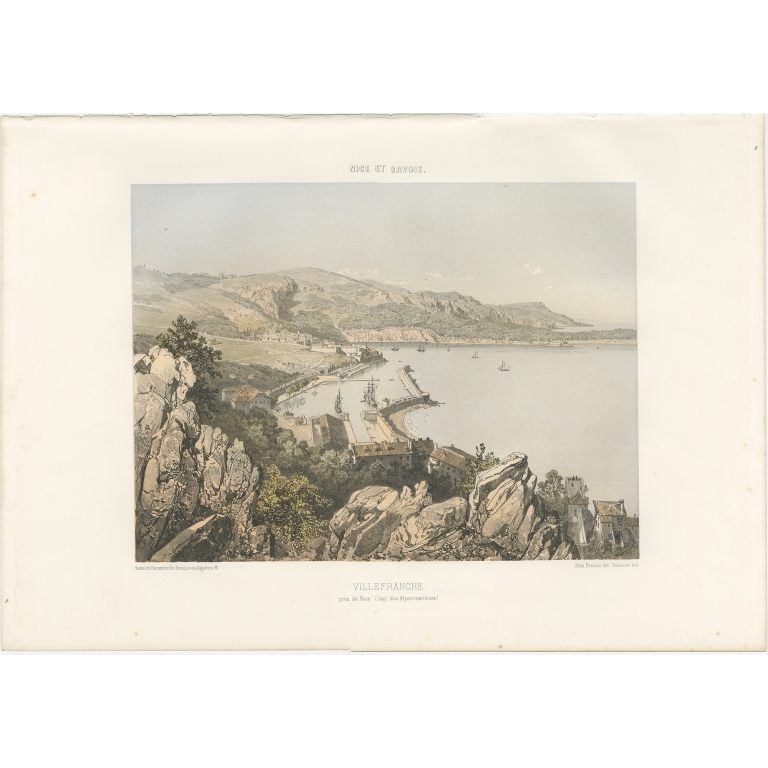 Antique Print of Villefranche by Benoist (c.1865)