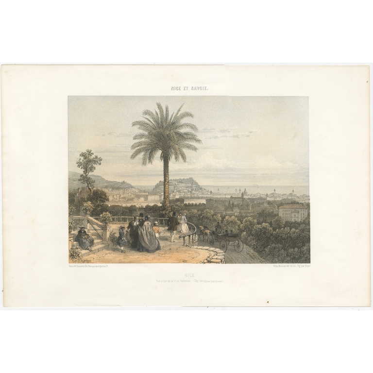Antique Print of Nice near Villa Venanson by Benoist (c.1865)